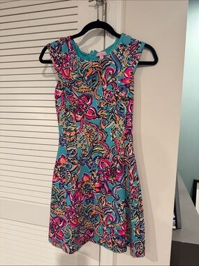 Lilly Pulitzer Turquoise Floral Paisley Fit-and-Flare Mini Dress